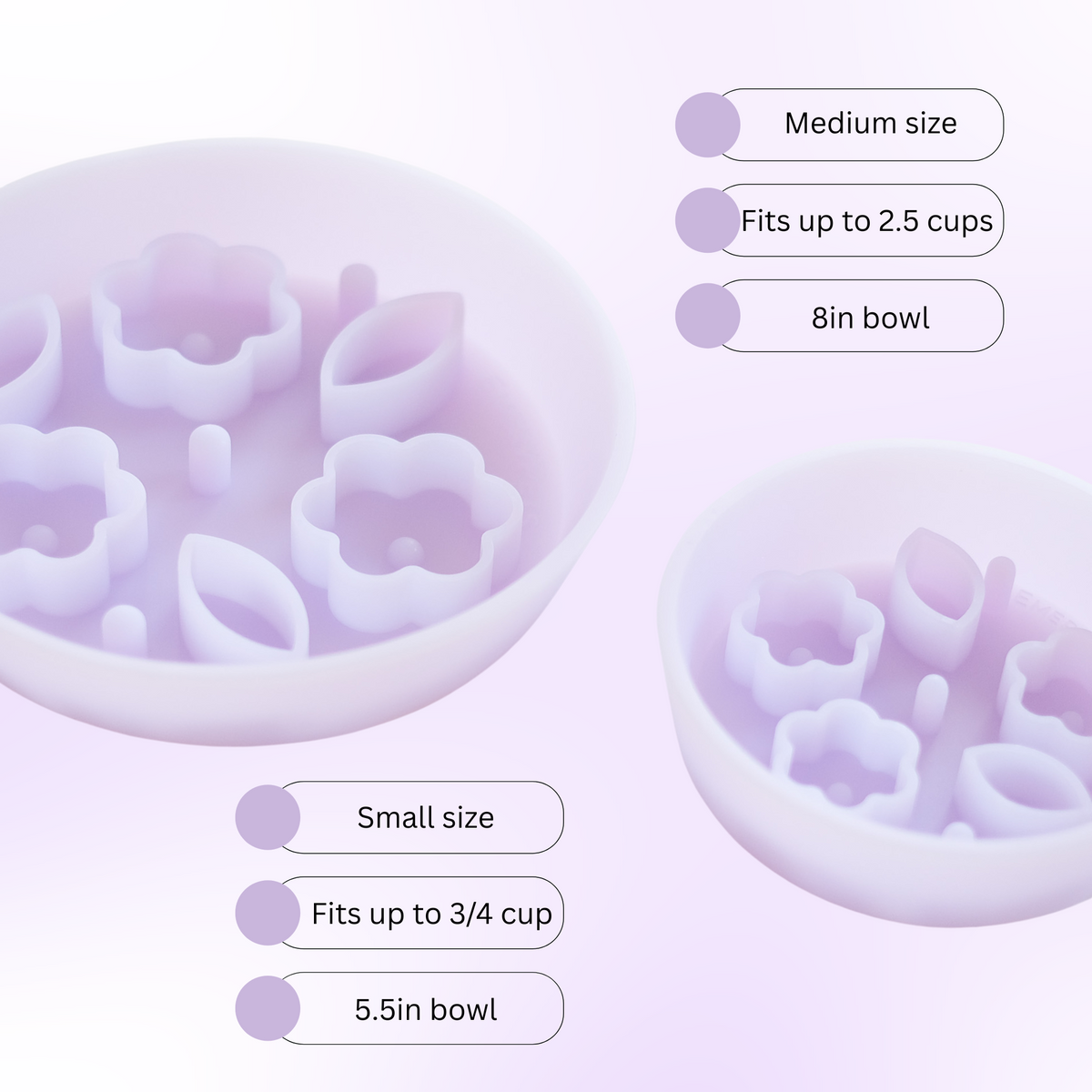 Flower + Leaf Slow Feeder Bowls (Jelly Purple) — photo 4