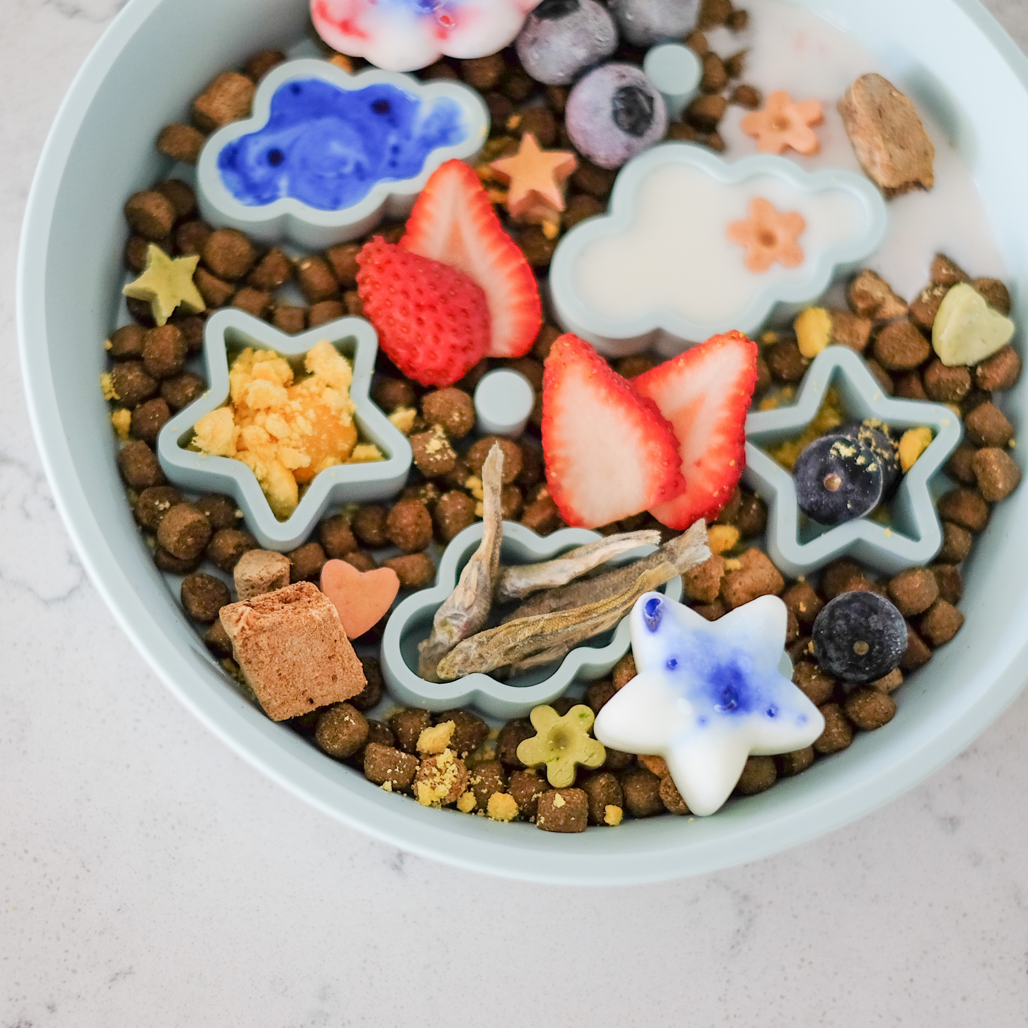 Star + Cloud Slow Feeder Bowls (Blue)