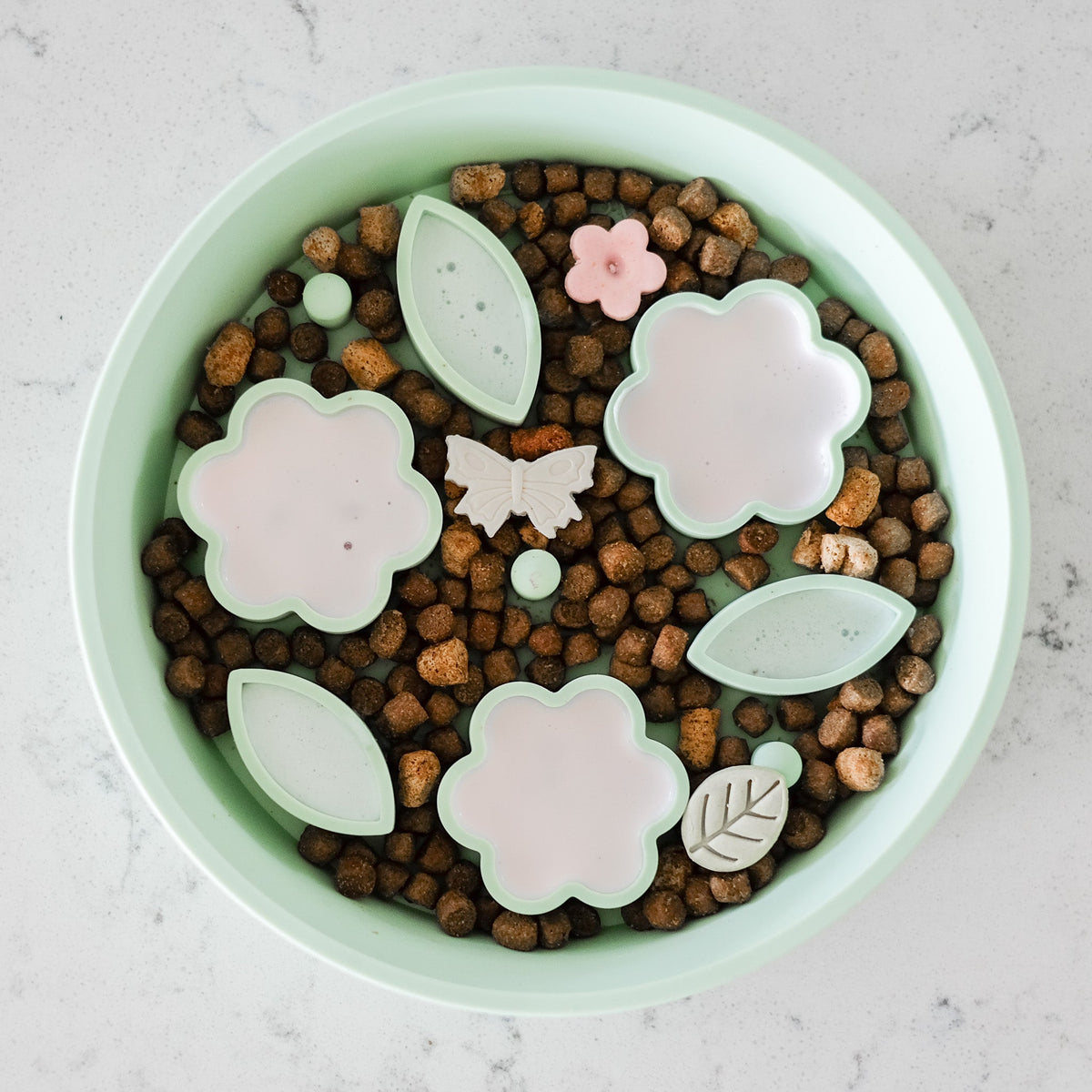 Flower + Leaf Slow Feeder Bowls (Green) — photo 1