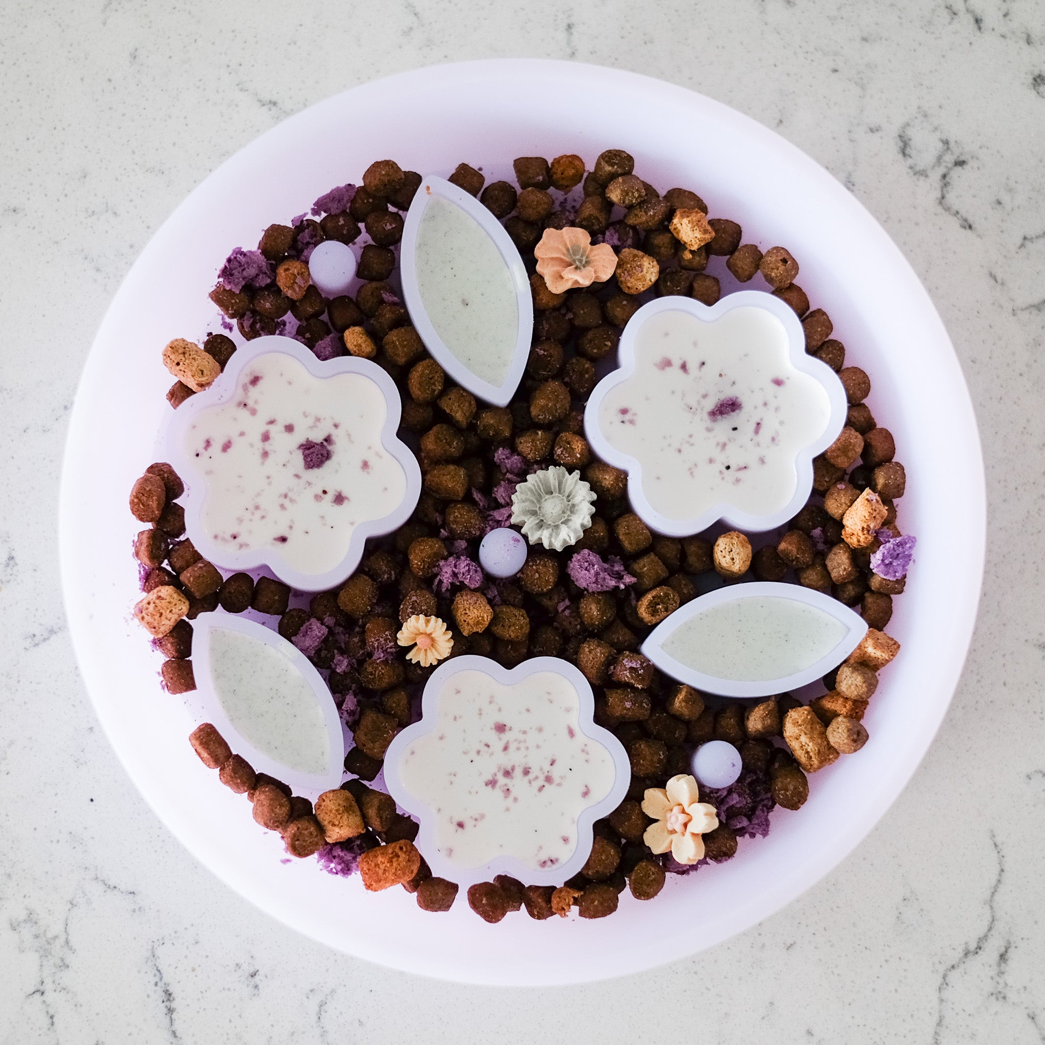 Flower + Leaf Slow Feeder Bowls (Translucent Purple)