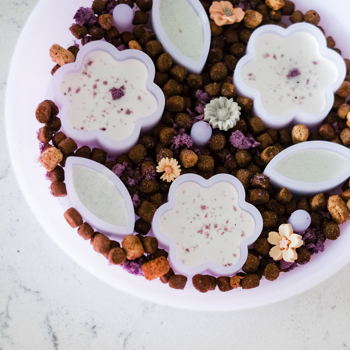Flower + Leaf Slow Feeder Bowls (Jelly Purple) — photo 3