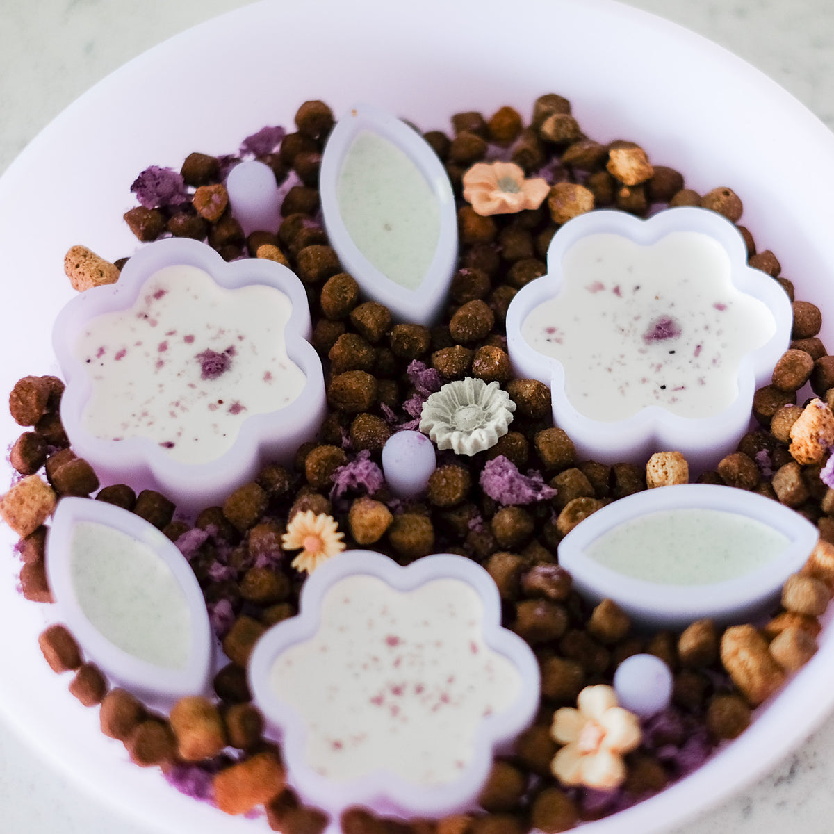 Flower + Leaf Slow Feeder Bowls (Jelly Purple) — photo 7