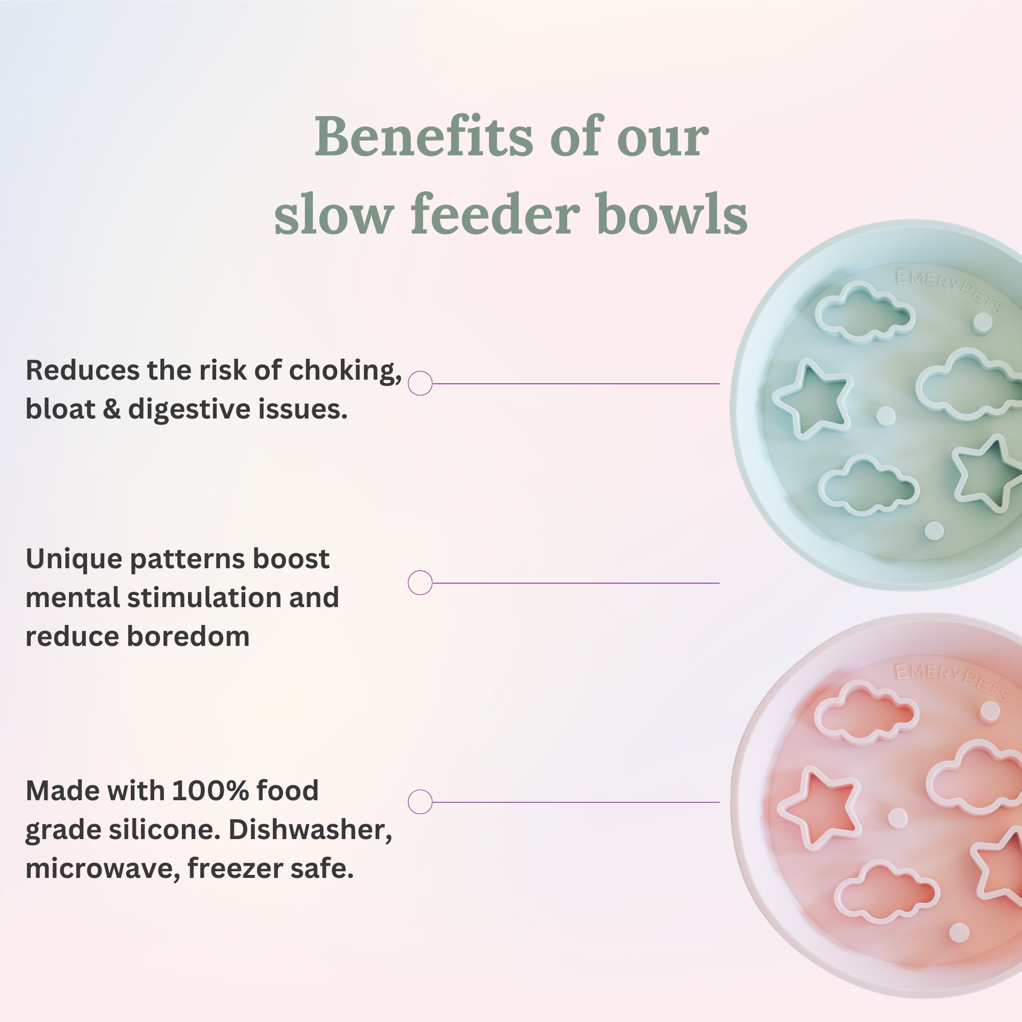 Star + Cloud Slow Feeder Bowl (Pink)