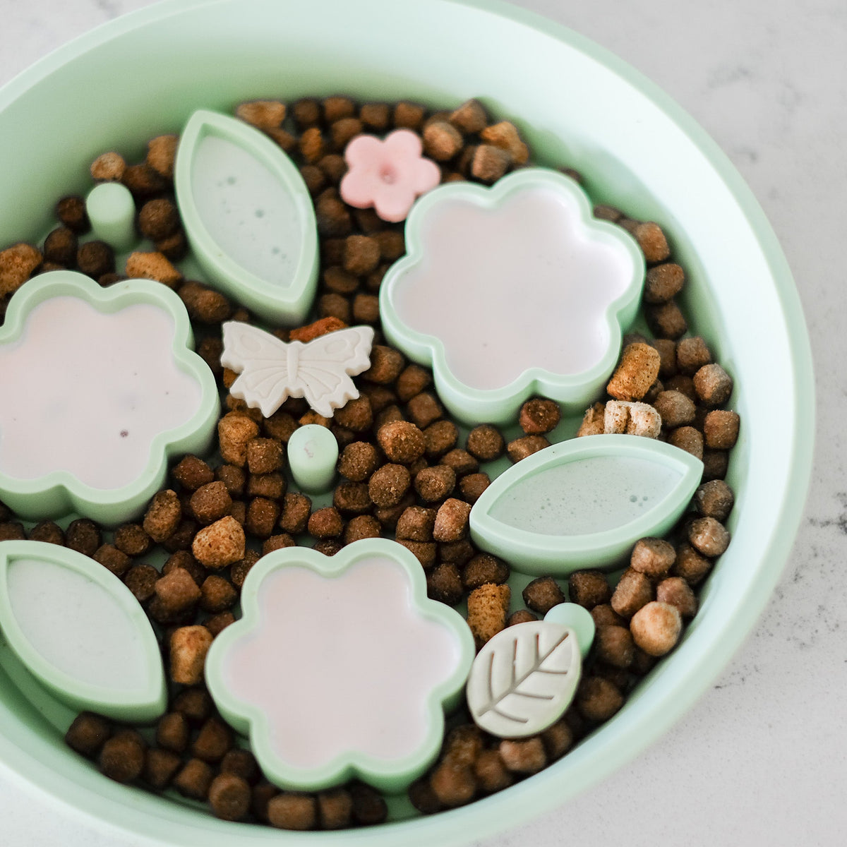 Flower + Leaf Slow Feeder Bowls (Green) — photo 3