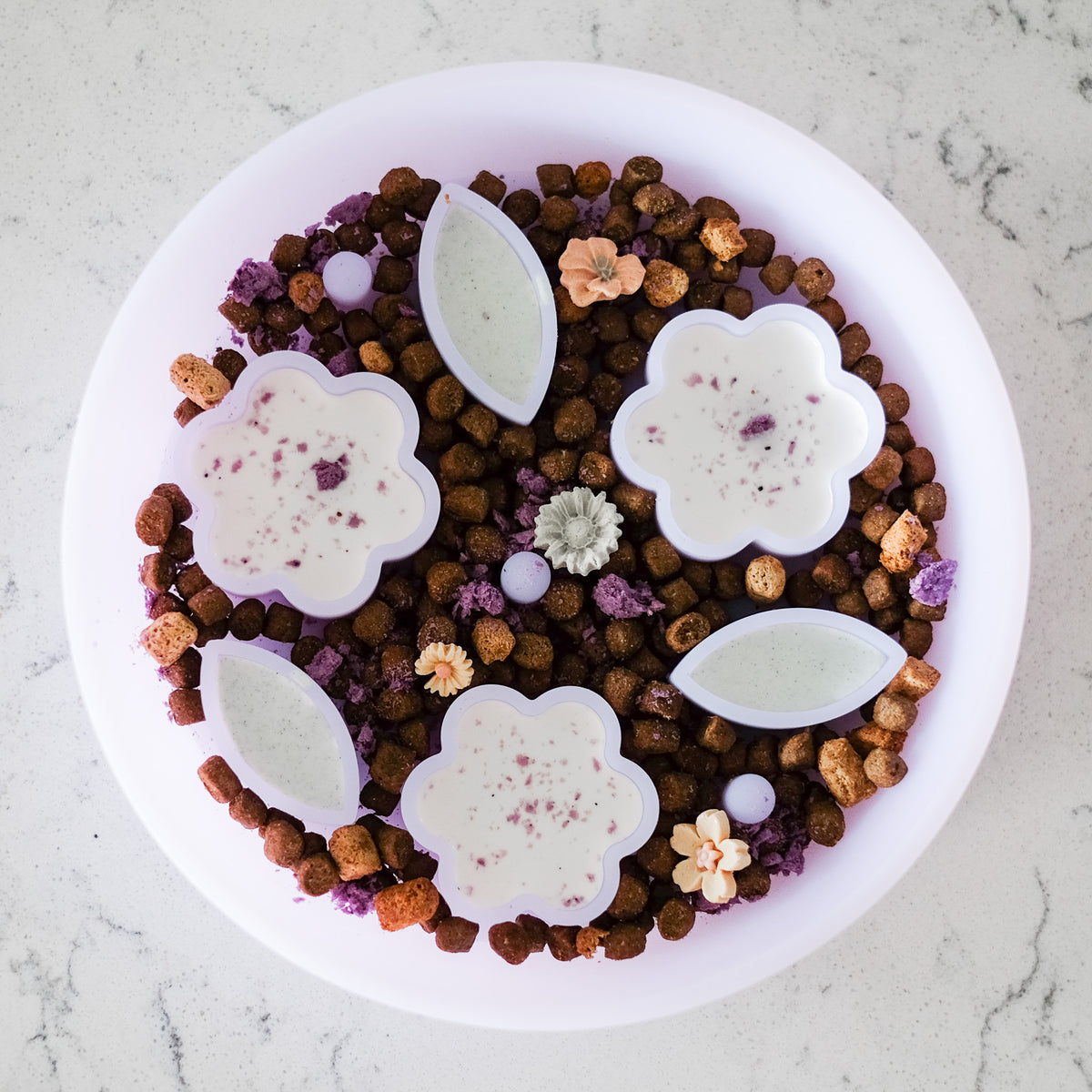 Flower + Leaf Slow Feeder Bowls (Jelly Purple)
