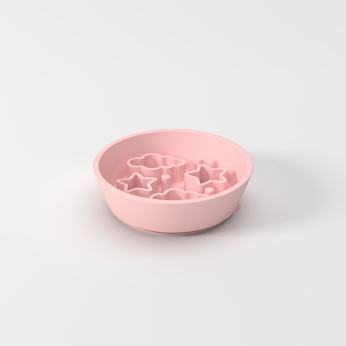 Small Pink Star + Cloud slow feeder bowl, studio hero view